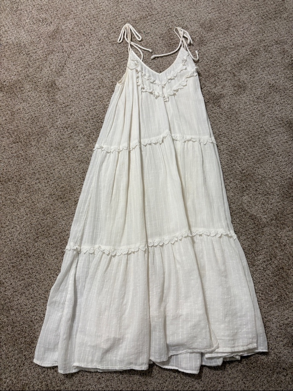 Zara Ivory White Tie-Shoulder Midi Dress